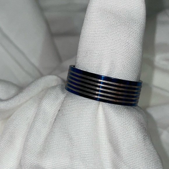 Other - Blue and silver tone stainless steel ring -NEW